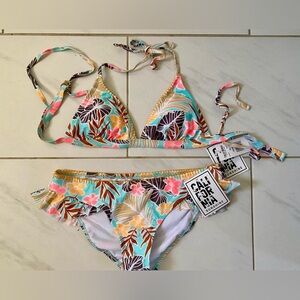 California Sunshine : Brand New XL 2 piece tropical print bikini